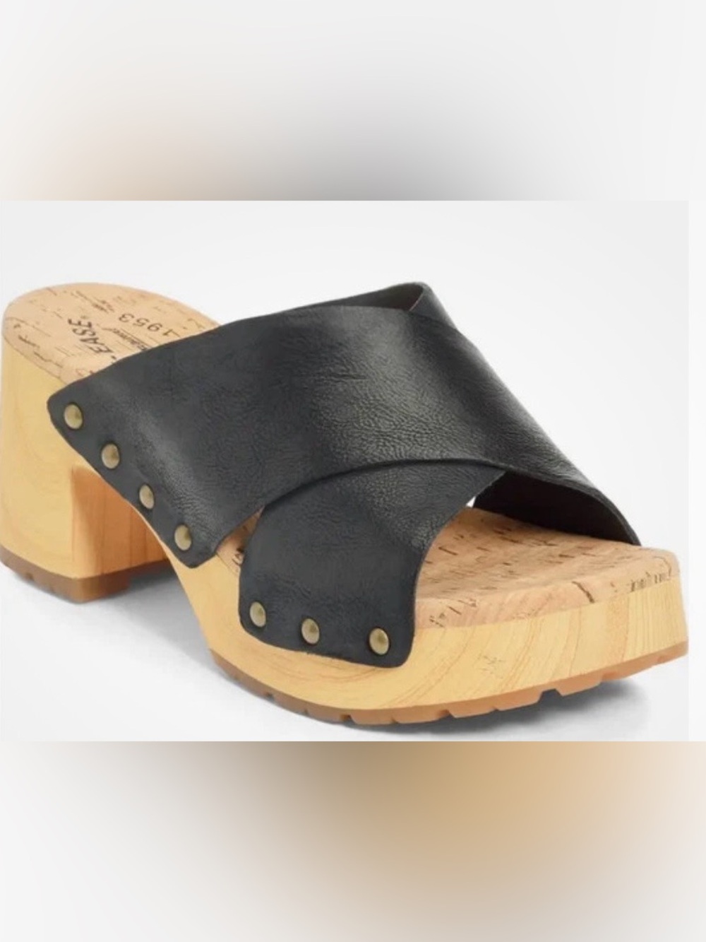 Kork-Ease Black Crisscross Cork Slide Mules